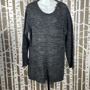 Effeci Woman Plus Size Longline Sweater 3X Charcoal Black